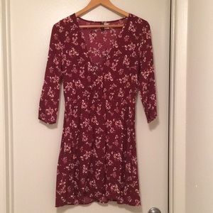 H&M maroon floral dress